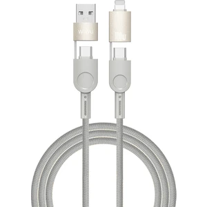 4in1 Çoklu Değişebilen Uçlu Usb-A Type-C To Type-C Lightning Şarj Data Kablosu 100W 120CM Titanyum Raptor