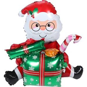 Bkmc Party Oturan Hediye Kutulu Noel Baba Folyo Balon Yılbaşı Folyo Balon