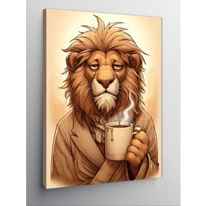 Kanvas Tablo Kahve Içen Sabahçı Aslan