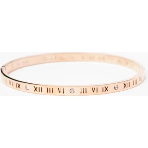 Roma Rakam Ince Taşlı Rose Çelik Bileklik