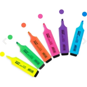 Fosforlu Kalem Seti 6 Renk Canlı Klasik Model 18,5x156,6x123,7 mm Şeffaf Kutuda