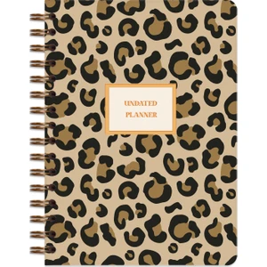 Matt Notebook A5 Spiralli Leopar Desenli Süresiz Planlayıcı Ajanda 15x21 cm 104 Yaprak
