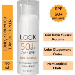 Güneş Koruyucu Krem Spf 50+ UVA UVB Nemlendirici Aloe Vera Jel Pentavitin Besleyici Vitamin B5 E 50 ml