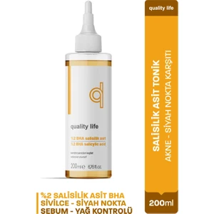 Quality Life Salisilik Asit Tonik Cilt Temizleme 200 ML, Aha Bha Yüz Tonik, Siyah Nokta Temizleme,  Akne Siyah Nokta Karşıtı,