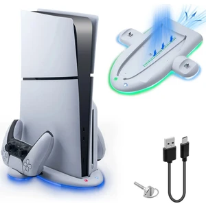 Ps5 Slim Disk Ps5 Slim Dijital Uyumlu Rgb Işıklı Joystick Şarj Soğutucu Fan Stand