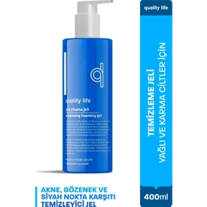 Quality Life Akne Karşıtı Kolajenli Yüz Yıkama Jeli 400 ml – Tüm Cilt Tipleri için Makyaj Temizleyici ve Nemlendirici