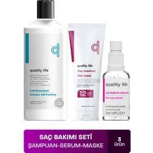 Quality Life Saç Bakım Seti - Şampuan - Serum - Saç Maskesi - Saç Bakım Ürünleri - Saç Bakımı Onarıcı Set - Yıpranmış Saçlar İçin Onarıcı Saç Bakım Ürünü