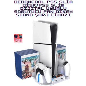 GP-521 Ps5 Slim Disk/ps5 Slim Dijital Uyumlu Soğutucu Fan Şarj Stand