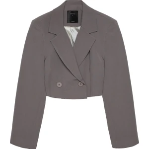 Kruvaze Crop Blazer Ceket Antrasit