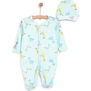 HelloBaby Yenidoğan Zürafa Baskılı Kız Tulum-Şapka Kız Bebek