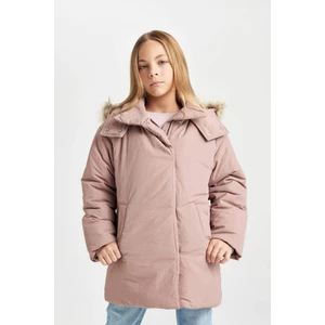Kız Çocuk Çıkarılabilir Suni Kürk Yaka Kapüşonlu Parka C8515A824AU