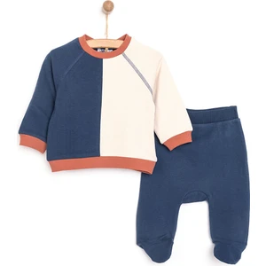 HelloBaby Yenidoğan Renk Bloklu Sweatshirt-Patikli Alt 2li Takım Unisex