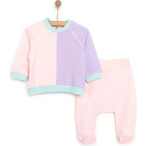 HelloBaby Yenidoğan Renk Bloklu Sweatshirt-Patikli Alt 2li Takım Unisex
