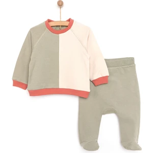 HelloBaby Yenidoğan Renk Bloklu Sweatshirt-Patikli Alt 2li Takım Unisex