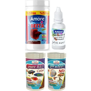 Beta Balığı Yemi 125ML, Lotus Red Colour 100ML, Protect Mix Cips 100ML Kutu Granül Balık Yemi
