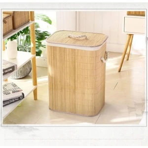 Bambu Kirli Çamaşır Sepeti Dikdörtgen