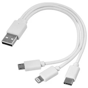 3 In 1 USB Data Şarj Kablosu - Mikro Usb, 8 Pin Apple Uyumlu  USB Type-C