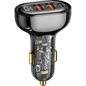 Usams Us-Cc Serisi (Type-C+Usb) Çift/üç Bağlantı Noktalı Hızlı Araç Şarj Soketi