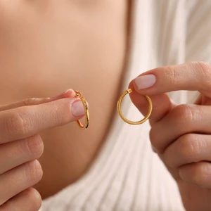 Sembol Gold Ajda Küpe 14 Ayar 2.0 cm