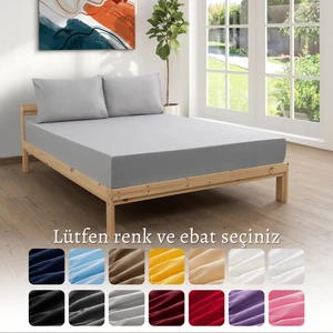Ranforce Akfil Gri Lastikli Çarşaf 2 Adet Yastık Kılıflı Çift Kişilik Çarşaf Seti 160x200