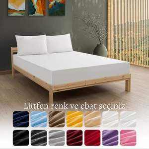 Ranforce-Pamuklu Tek Kişilik Lastikli Çarşaf Takımı 90x190-Beyaz