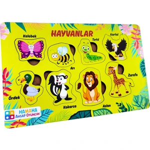 Eğitici Ahşap Oyuncak | Sevimli Hayvanlar Temalı Bul-Tak Puzzle