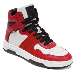 Kadın Beyaz Kırmızı Hakiki Deri Sneaker Bot 3K2SB33020