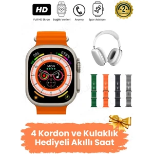 H27 Ultra 3 Akıllı Saat 2,19 Ekran Nfc Gps, Bluetooth Kulaklık ve 4 Kordon  Kombinasyon Set