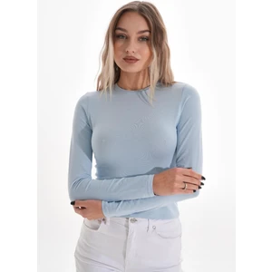 Penye Bizden Likralı Pamuk Tişört-Slim Fit -Açık Mavi