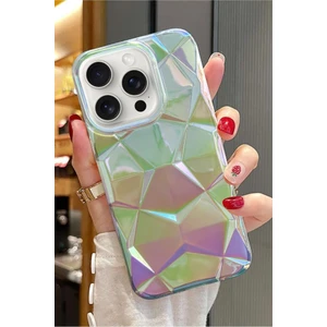 3gen Case Iphone 14 Pro Max Uyumlu 3D Prizma Desenler Hologram Çok Renkli Esnek Silikon Kılıf