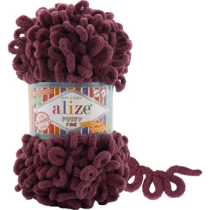 Puffy Fine(Ince) El Örgü İpliği 5'li Paket Mürdüm 956