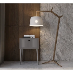 Canopus Mdf Gri Ahşap Ayaklı Tek Kapaklı Komodin