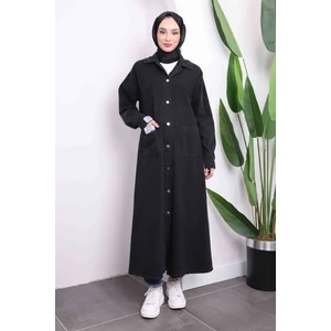 Antrasit Cepli Düğmeli Kot Kap