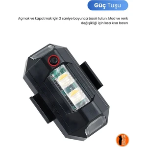 2 Adet Şarjlı Mini LED Işık/motor Çakar Led/drone Işığı
