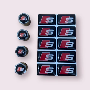 Audı S Logolu 4 Adet Sibop Kapak ve 10 Adet S Logolu Stıcker  (1.8 cm x 1.1.cm)
