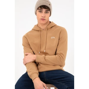 U.S. Polo Assn. Erkek Kapüşonlu Camel Basic Şardonlu Sweatshirt 50295176-VR015