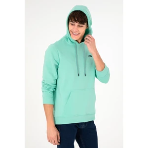 U.S. Polo Assn. Erkek Kapüşonlu Mint Basic Şardonlu Sweatshirt 50295176-VR090