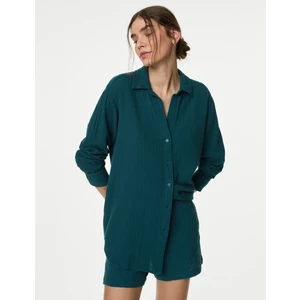 Saf Pamuklu Relaxed Fit Plaj Gömleği