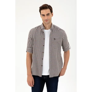 U.S. Polo Assn. Erkek Kahverengi Gömlek Desenli 50296628-VR029
