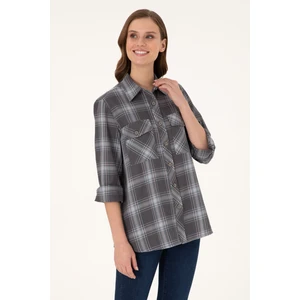 U.S. Polo Assn. Kadın Gri Gömlek Desenli 50297096-VR024