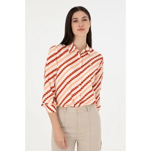 U.S. Polo Assn. Kadın Krem Gömlek Desenli 50297090-VR071