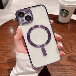 iPhone 13 Uyumlu Kılıf Kamera Lens ve Hoparlör Toz Korumalı Kablosuz Şarj Özellikli Kenarları Renkli Arkası Şeffaf