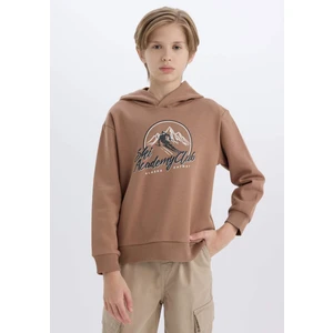 Kapüşonlu Baskılı Sweatshirt Erkek Çocuk D6219A824CW