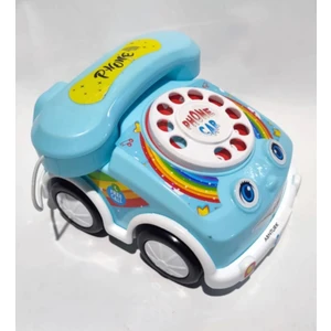 Eğlenceli Mavi Arabalı Telefon 18CM Çevirmeli Telefon Sürüklenebilir Klasik Retro Oyun Telefonu