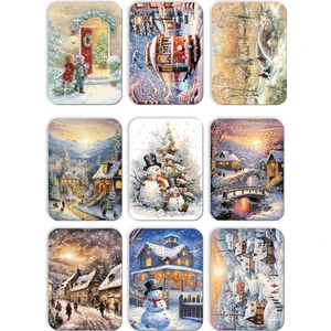 Mia Pera 9lu Simli Yılbaşı Kartpostal Seti Yeni Yıl Kardan Adam Tramvay Kış Manzara Nostalji