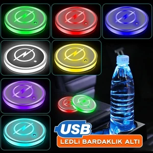 Opel Uyumlu Ledli Bardaklık Altı USB Şarjlı 2 Adet