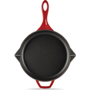 28cm Döküm Demir Yuvarlak Tava Kırmızı