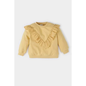 Kız Bebek Bisiklet Yaka İçi Yumuşak Tüylü Sweatshirt D6678A524WN