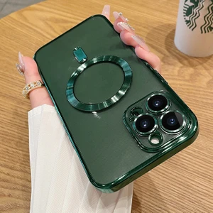 iPhone 14 Pro Uyumlu Kılıf Kamera Lens ve Hoparlör Toz Korumalı Kablosuz Şarj Özellikli Kenarları Renkli Arkası Şeffaf