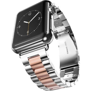 Apple Watch Paslanmaz Çelik Kordon ( Seri 10 - 46 mm Uyumlu) Gümüş Rose Gold